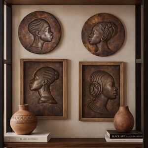 70’s African-Inspired Repoussé Metal Wall Art Set (4) –Congo Purchase